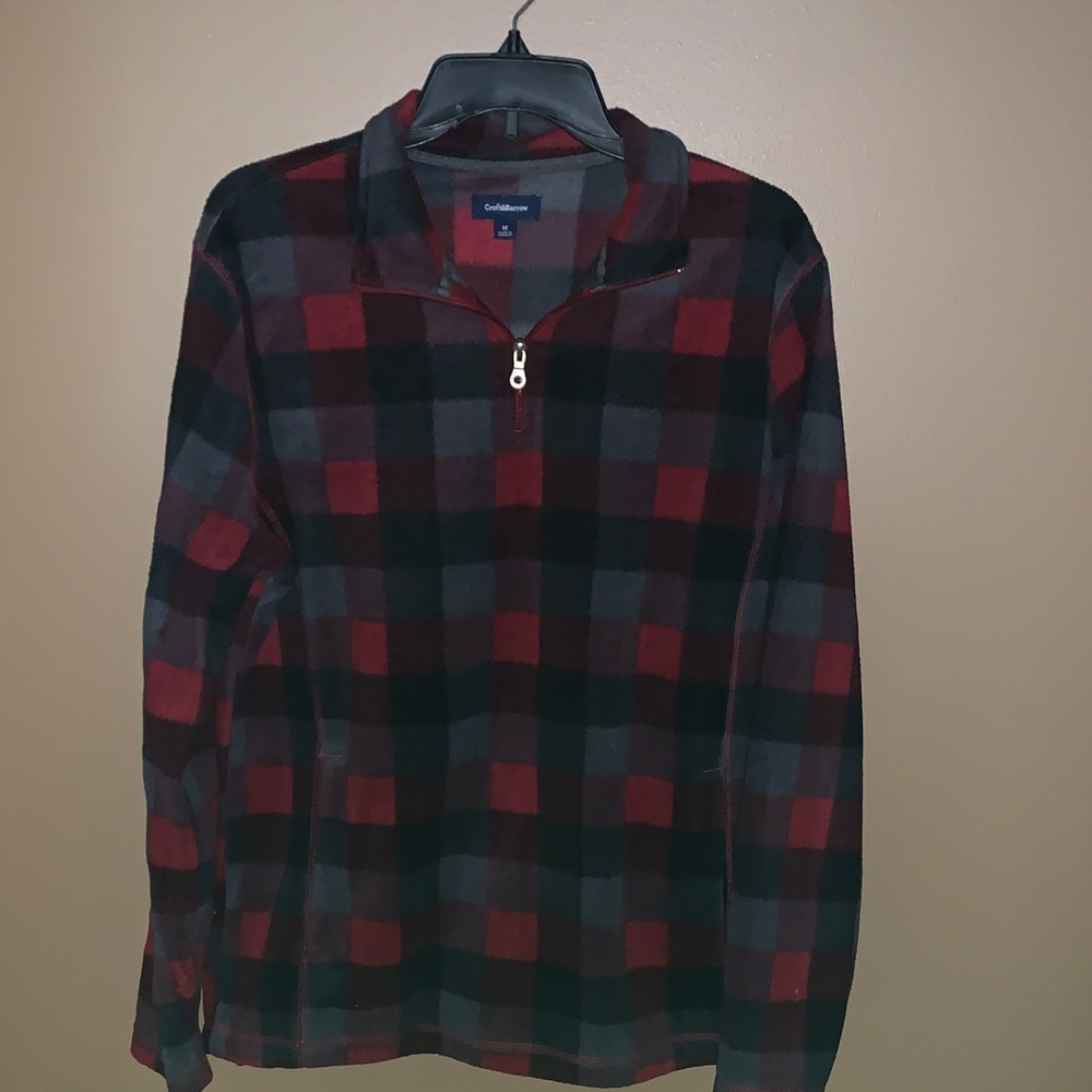 Croft & Barrow Men's Red and Black Zip-Up Sweater